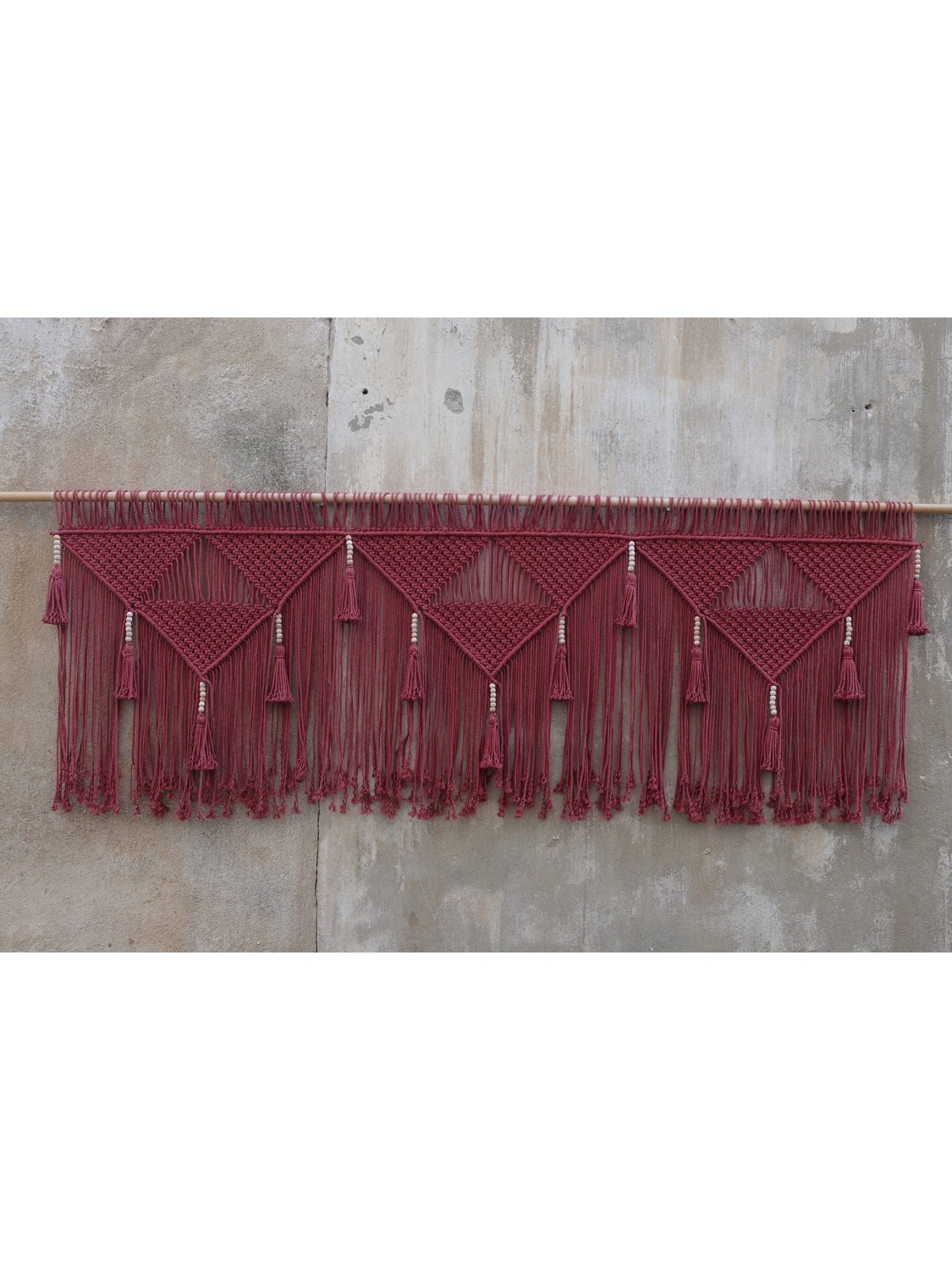 King size Red Macrame Headboard