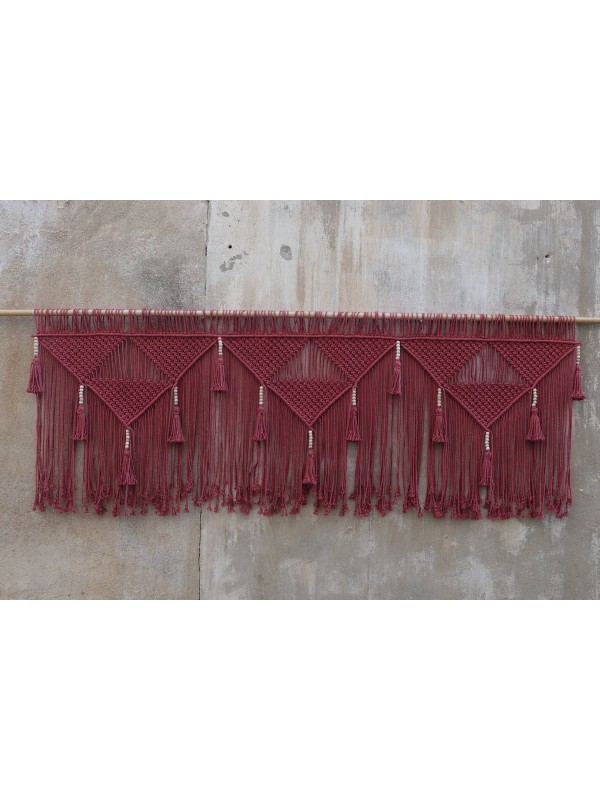 King size Red Macrame Headboard