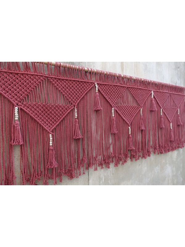 King size Red Macrame Headboard