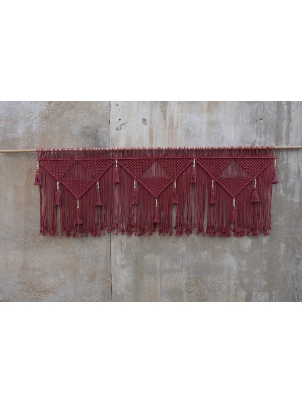 King size Red Macrame Headboard