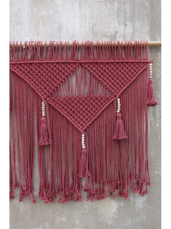 King size Red Macrame Headboard