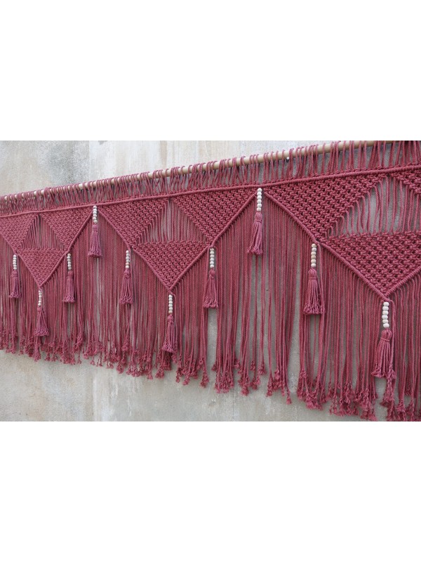 King size Red Macrame Headboard