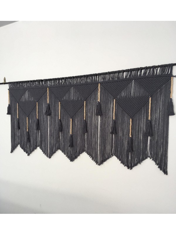 Black Macrame Wall Hanging Headboard