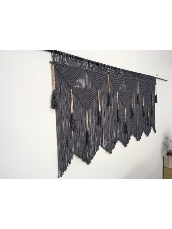 Black Macrame Wall Hanging Headboard