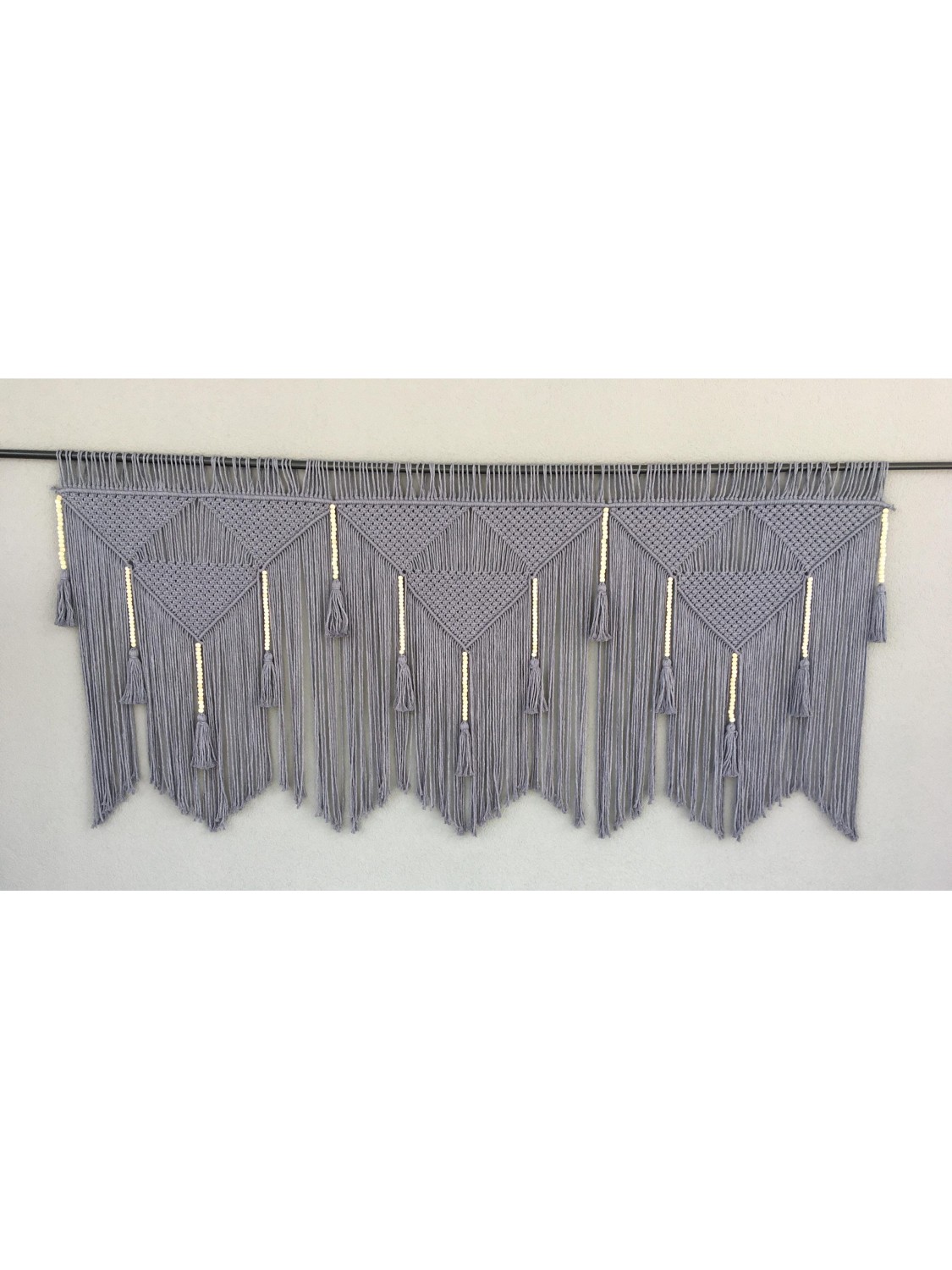 Gray Macrame Wall Hanging Headboard