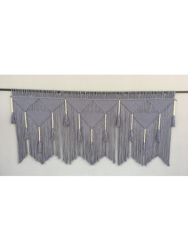 Gray Macrame Wall Hanging Headboard