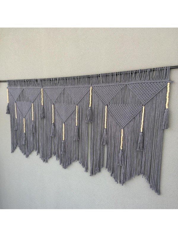 Gray Macrame Wall Hanging Headboard