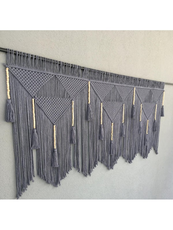 Gray Macrame Wall Hanging Headboard