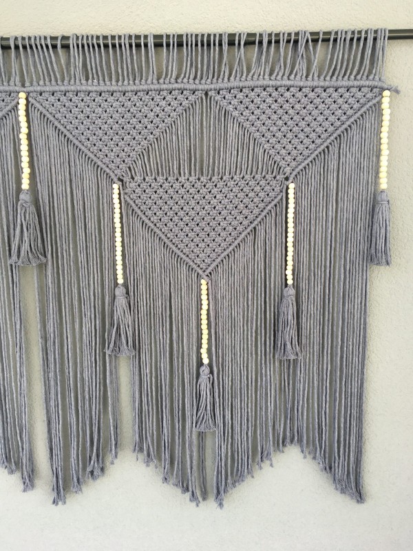 Gray Macrame Wall Hanging Headboard