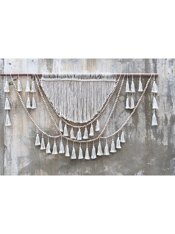 Macrame wall hanging tassels headboard