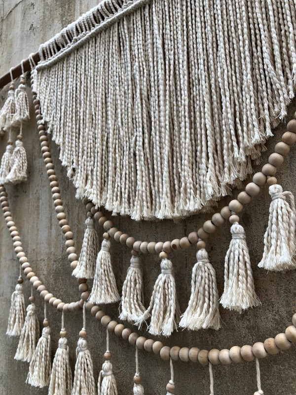 Macrame wall hanging tassels headboard