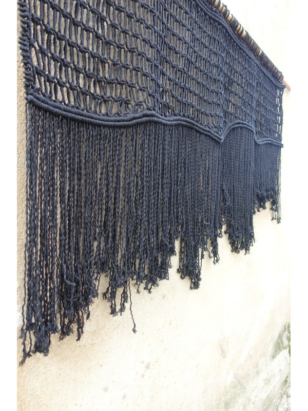 Black Macrame wall hanging headboard
