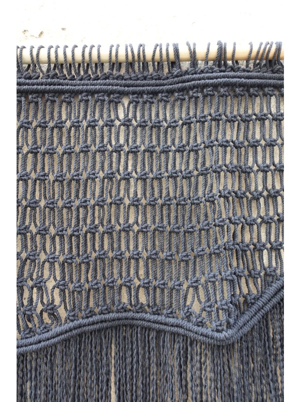 Black Macrame wall hanging headboard