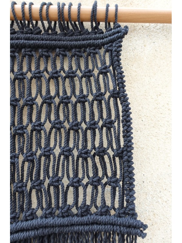 Black Macrame wall hanging headboard