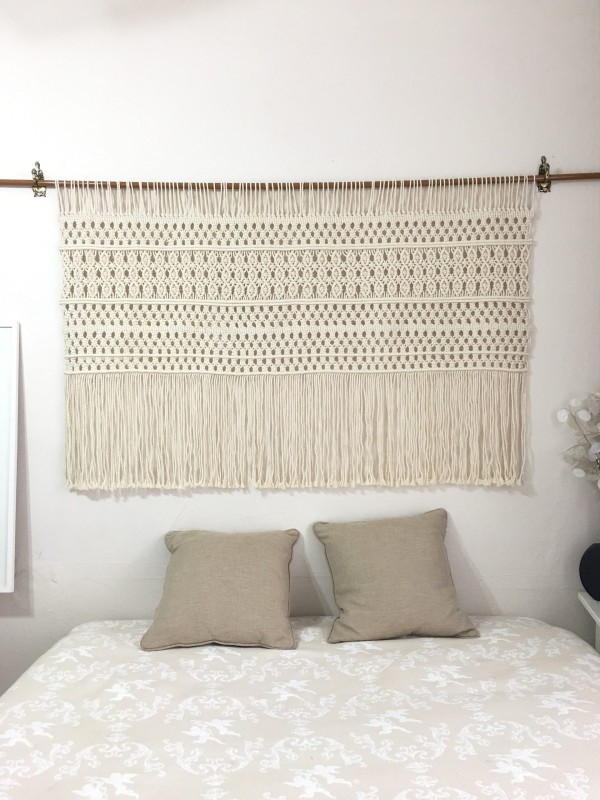 Macrame wall hanging boho headboard