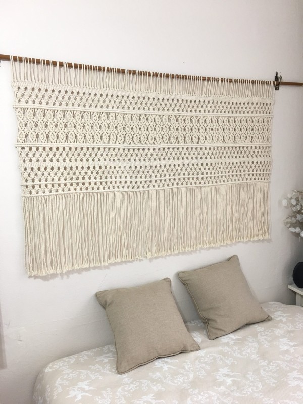 Macrame wall hanging boho headboard