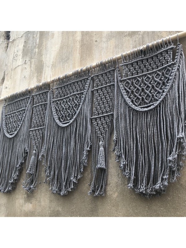 Gray decor macrame hanging headboard