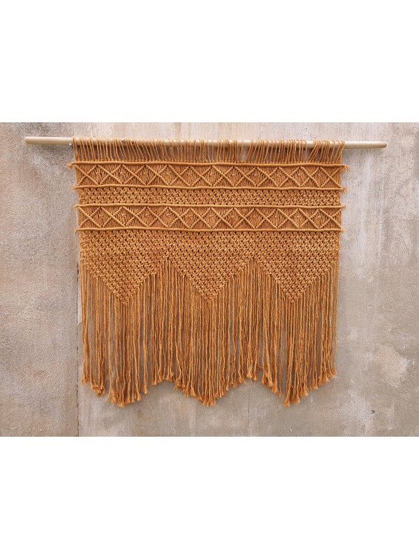 Mustard macrame wall hanging headboard