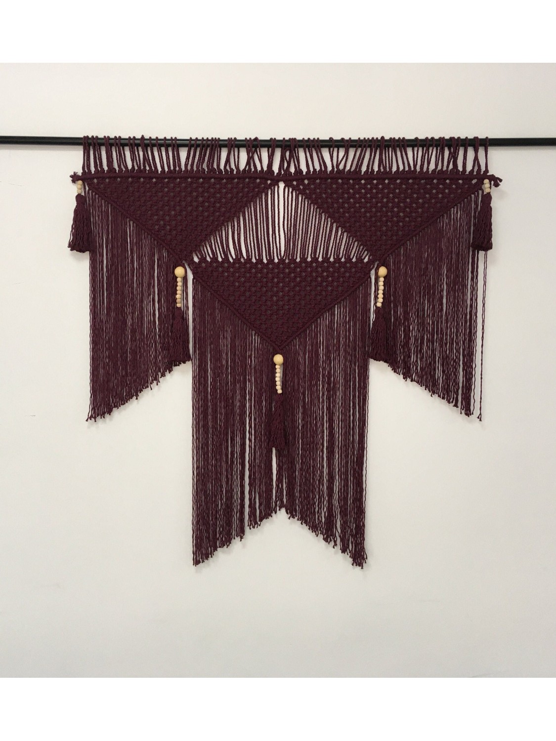 Macrame woven wall hanging headboard