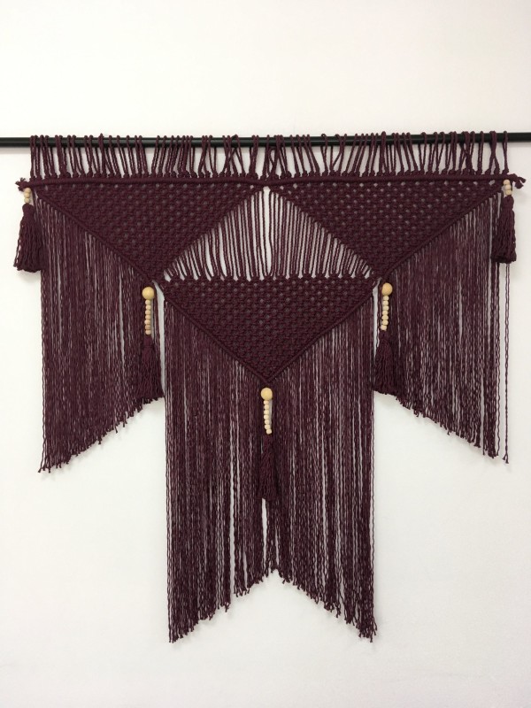 Macrame woven wall hanging headboard