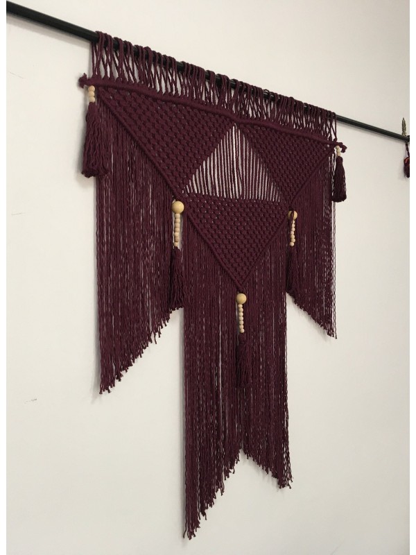 Macrame woven wall hanging headboard