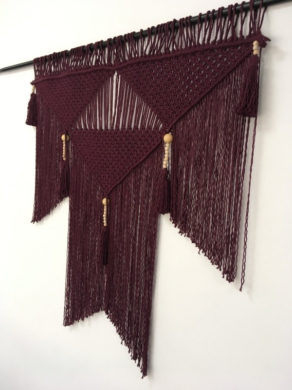 Macrame woven wall hanging headboard
