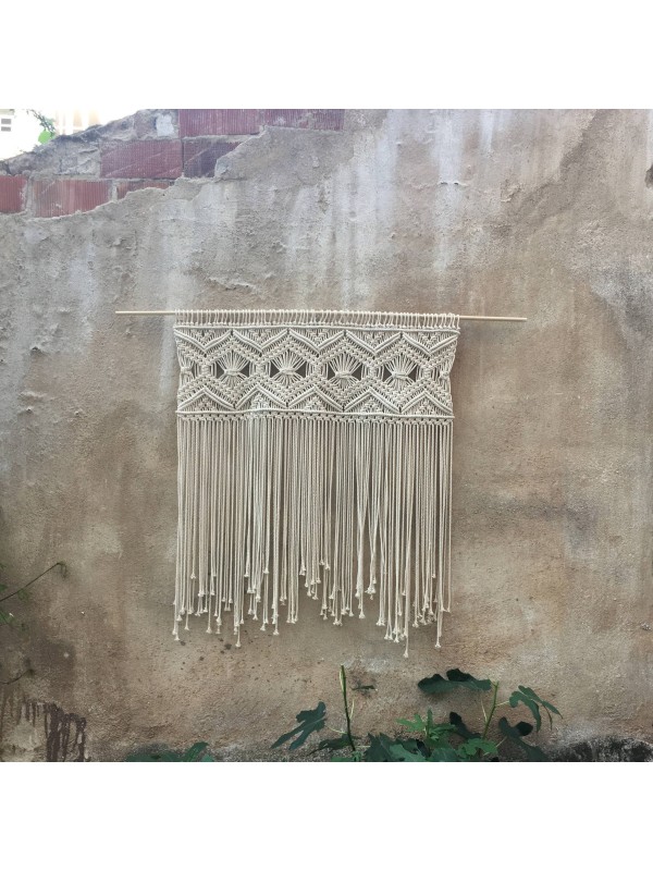 Large macrame hanging headboard