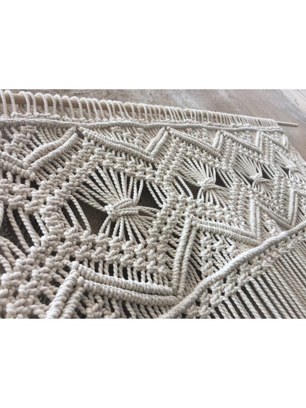 Large macrame hanging headboard