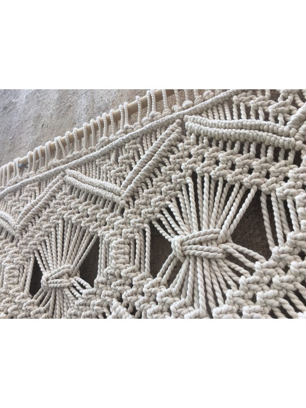 Large macrame hanging headboard