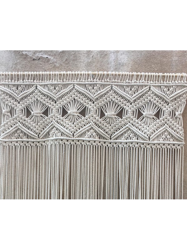 Large macrame hanging headboard