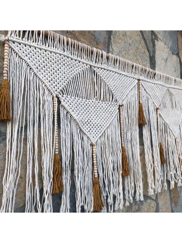 Macrame headboard  with mustard tassels
