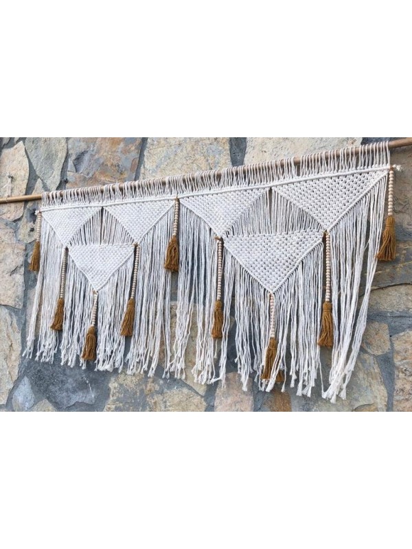 Macrame headboard  with mustard tassels