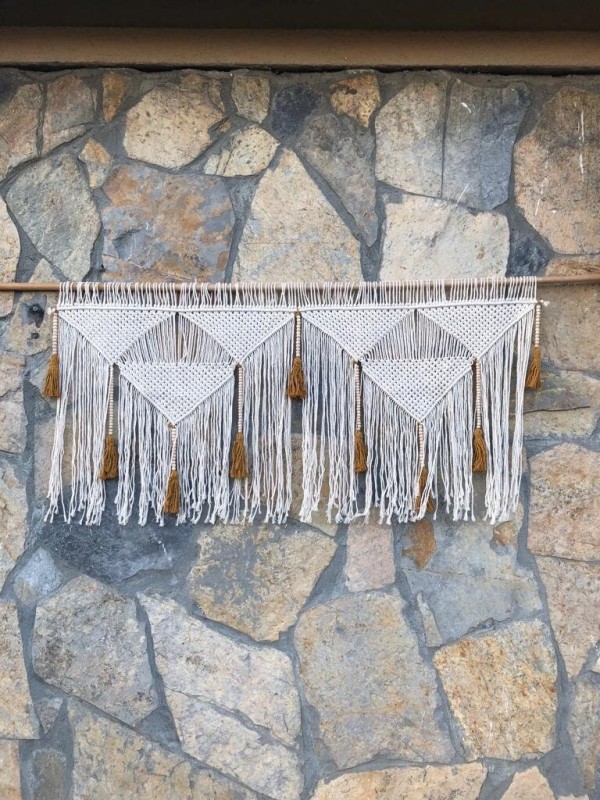Macrame headboard  with mustard tassels