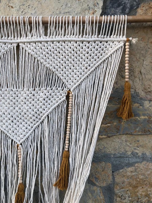 Macrame headboard  with mustard tassels