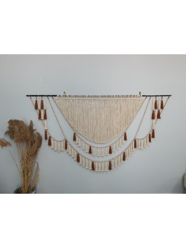 Macrame bead tassels wall hanging