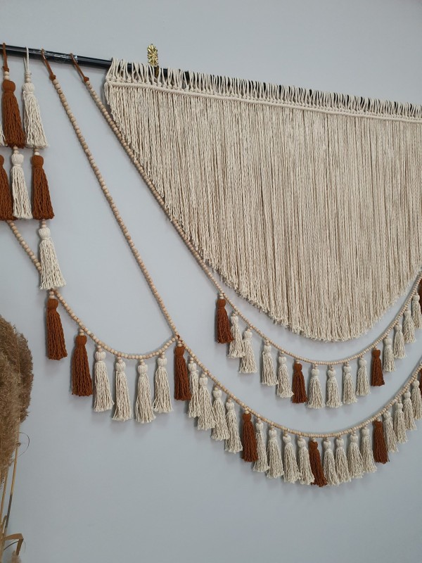 Macrame bead tassels wall hanging