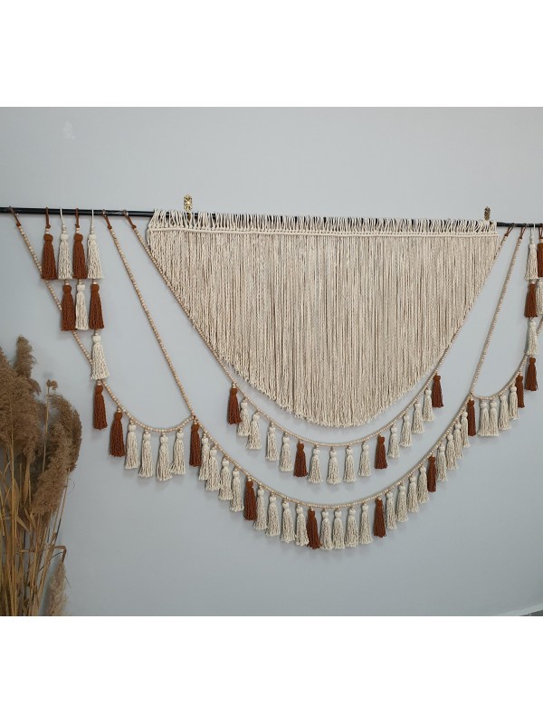 Macrame bead tassels wall hanging