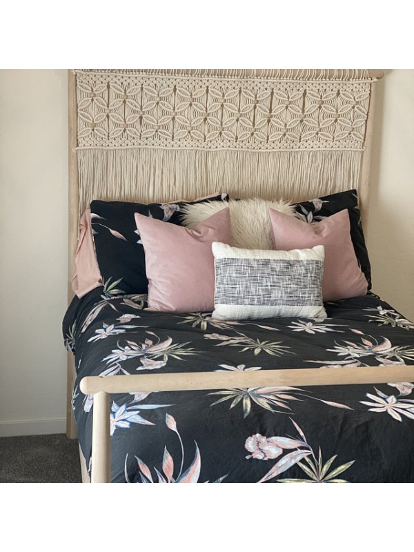 Macrame headboard for bedframe