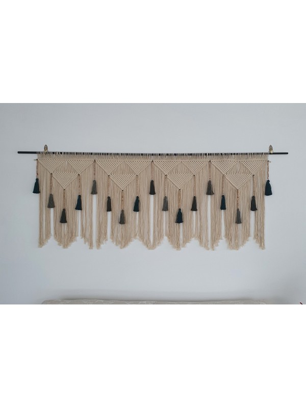 olive green headboard macrame wall hanging
