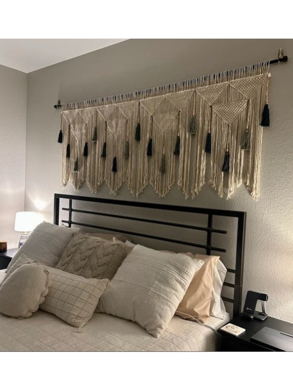 olive green headboard macrame wall hanging