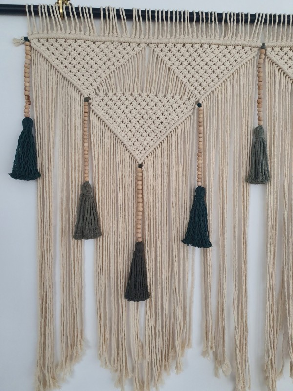 olive green headboard macrame wall hanging