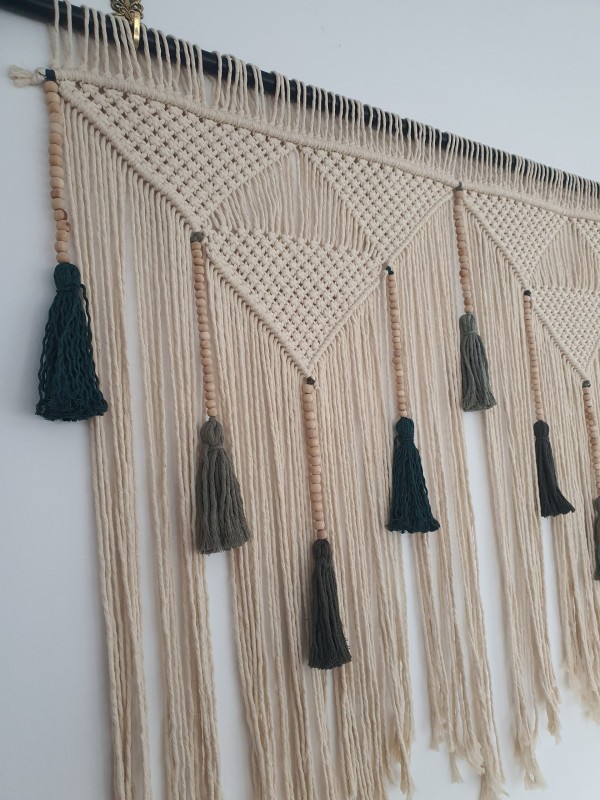 olive green headboard macrame wall hanging