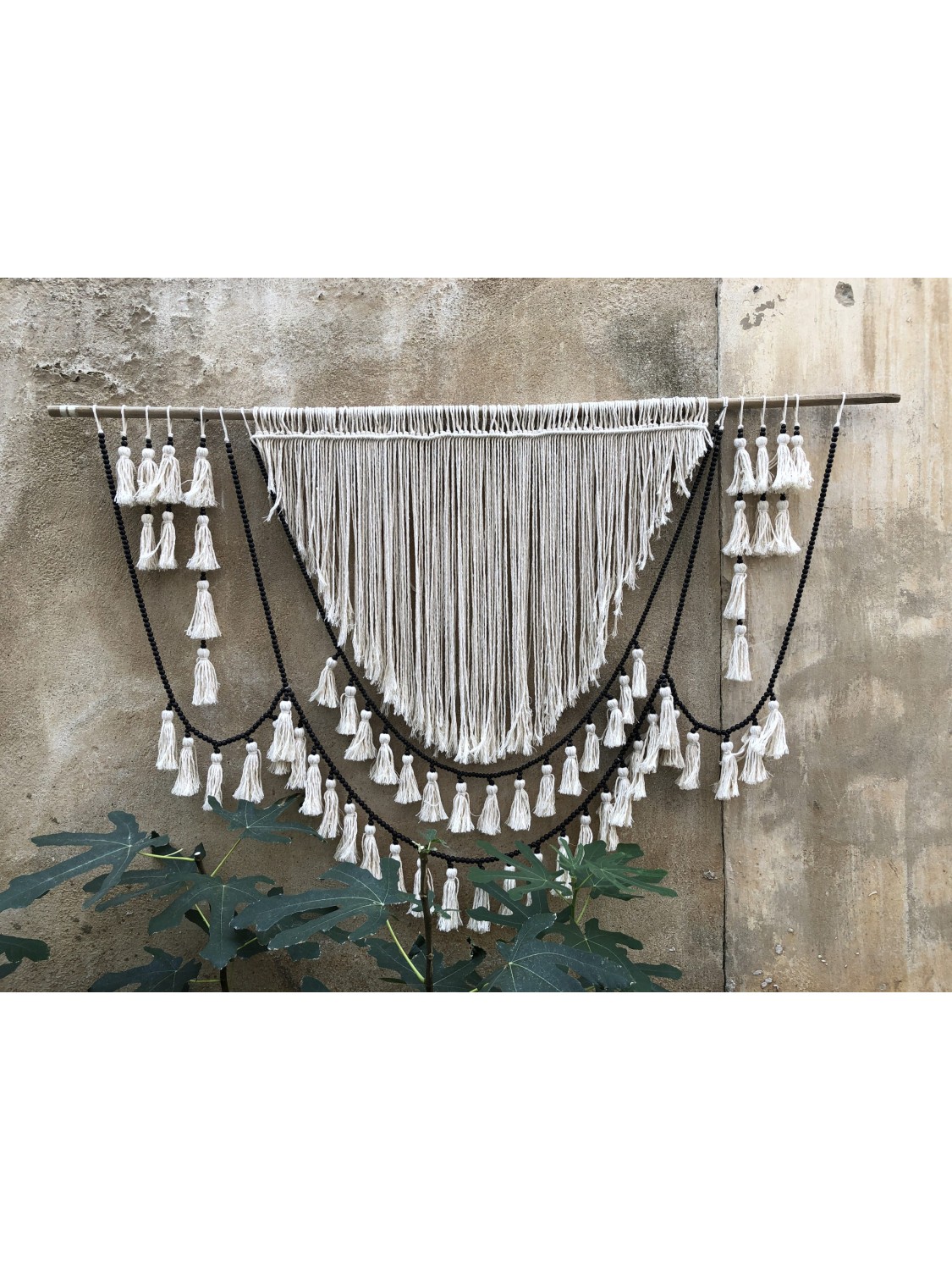 Bead garland tassels wall hanging headboard