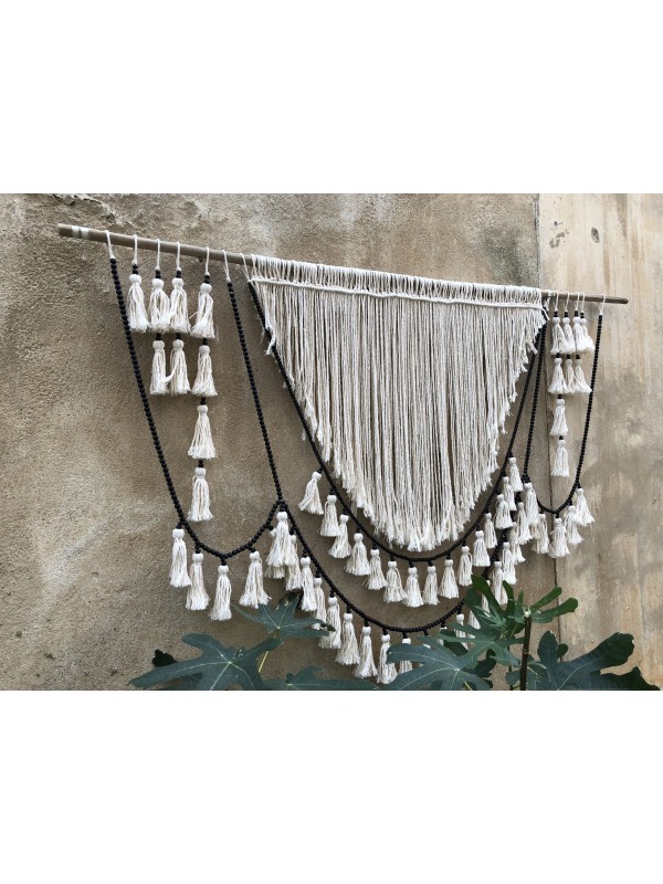 Bead garland tassels wall hanging headboard