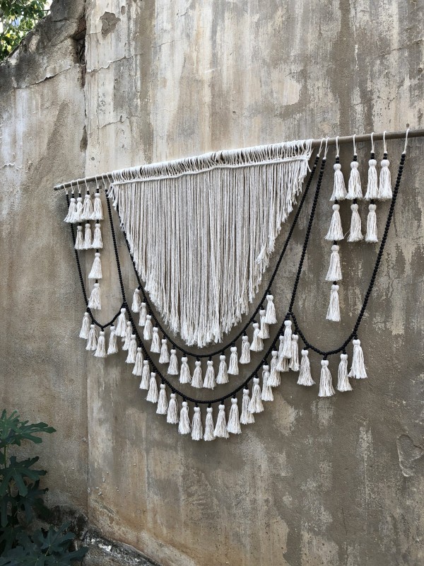 Bead garland tassels wall hanging headboard