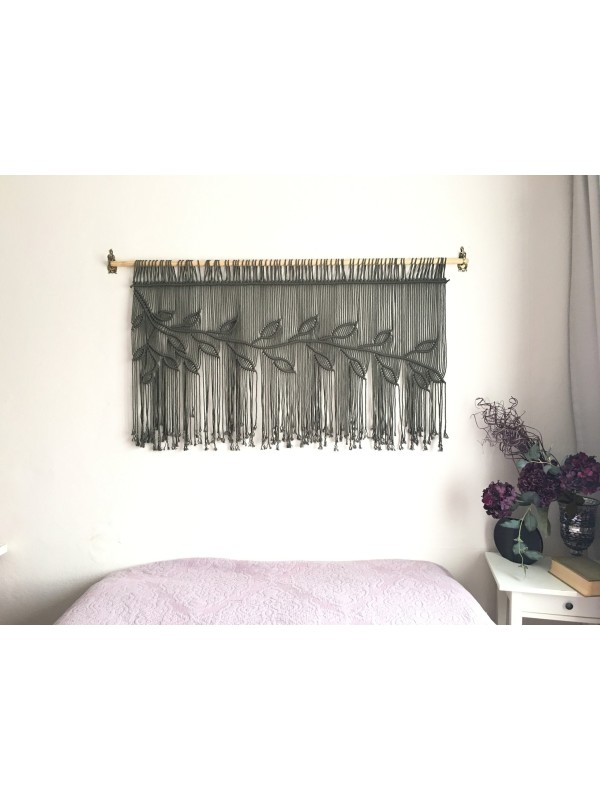 Leaf green macrame headboard