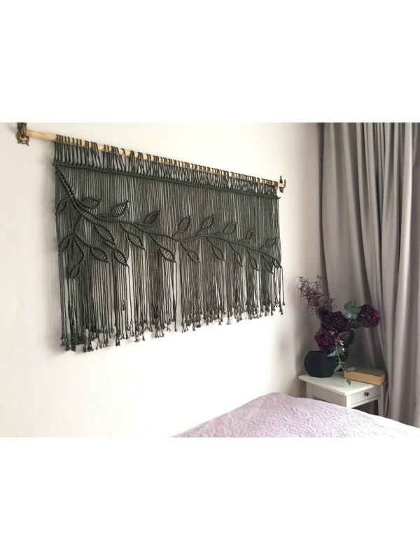 Leaf green macrame headboard