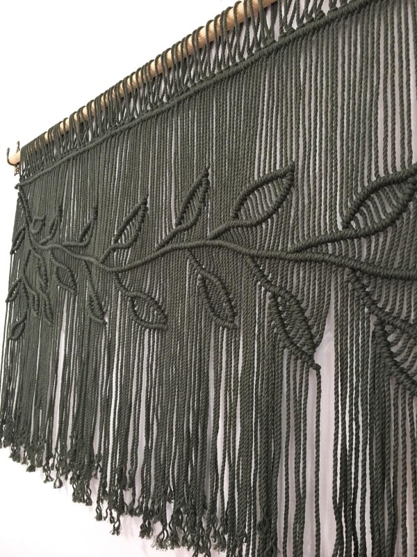 Leaf green macrame headboard
